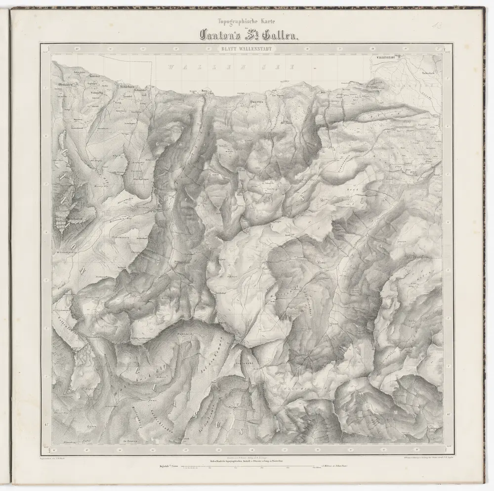 Topographische Karte des Kantons St. Gallen mit Einschluss des Kantons Appenzell (Eschmann-Karte): Blatt Walenstadt