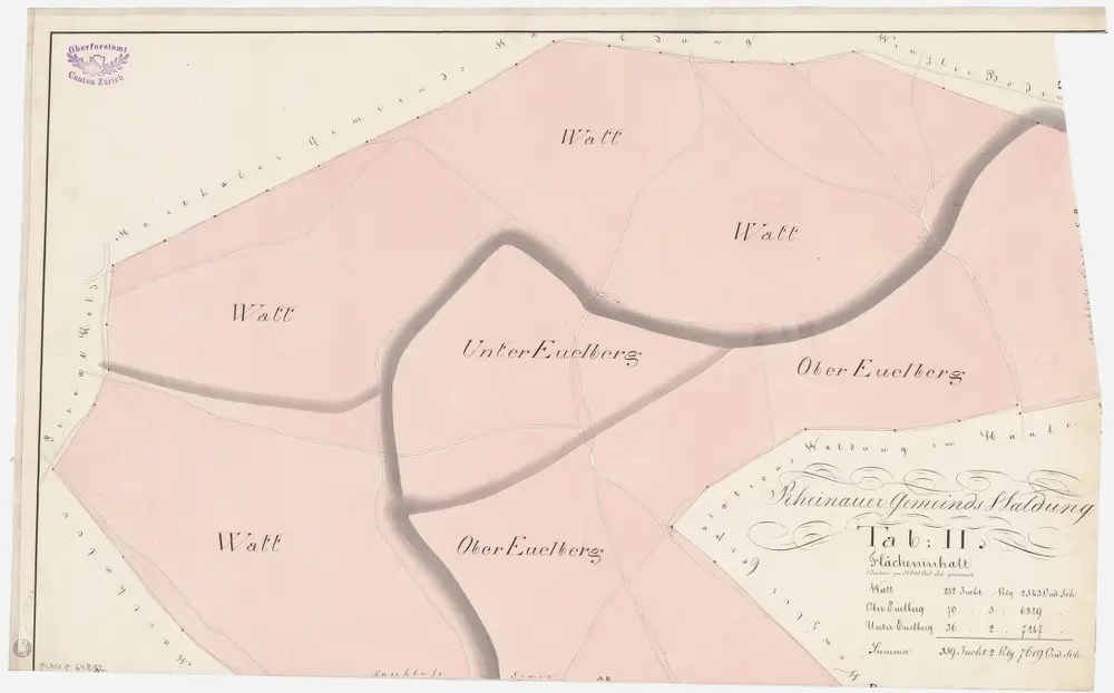 Rheinau: Gemeinde-, Kloster- und Genossenschaftswaldungen: Gemeindewaldungen Watt, Unter Euelberg, Ober Euelberg; Grundriss (Tab. II)