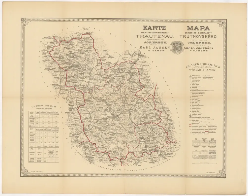 Karte der Bezirkshauptmannschaft Trautenau