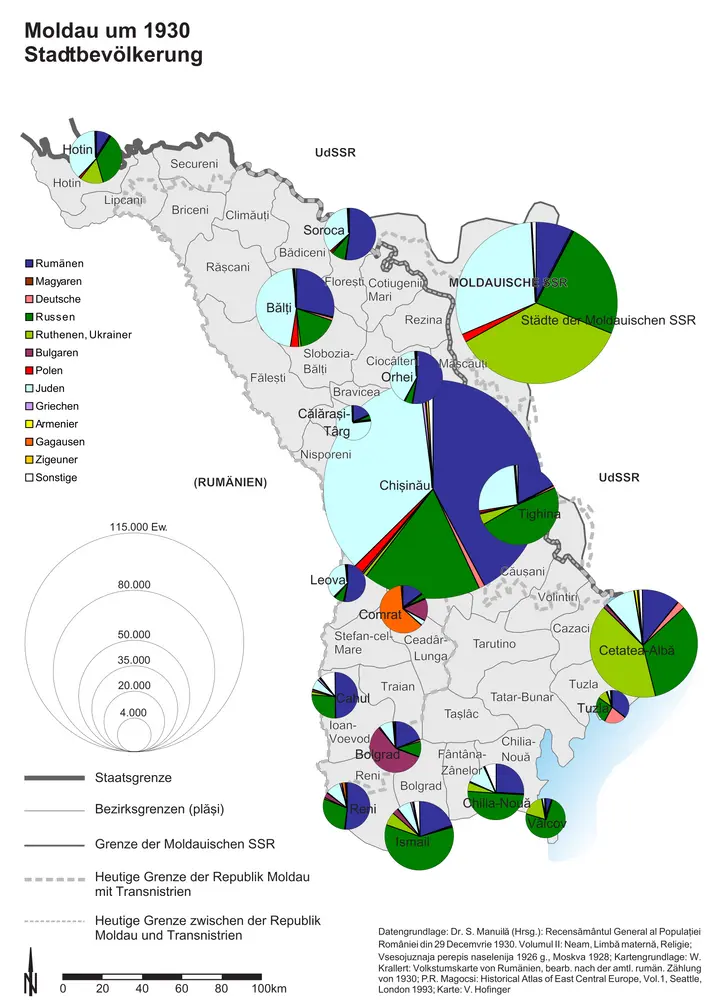 Moldau um 1930. Stadtbevölkerung