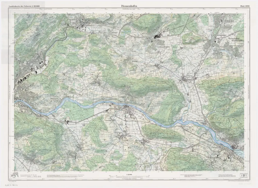 Landeskarte der Schweiz 1 : 25000: Den Kanton Zürich betreffende Blätter: Blatt 1032: Diessenhofen TG