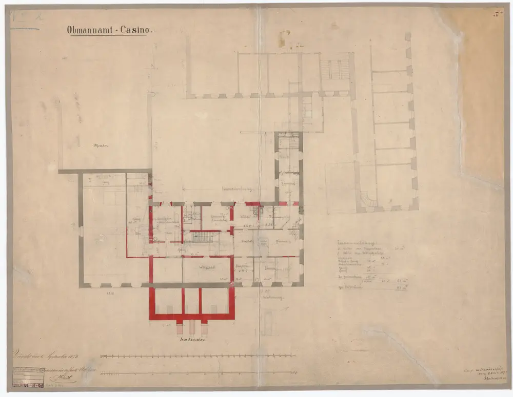 Obmannamt, Casino: Umbau, Untergeschoss; Grundriss