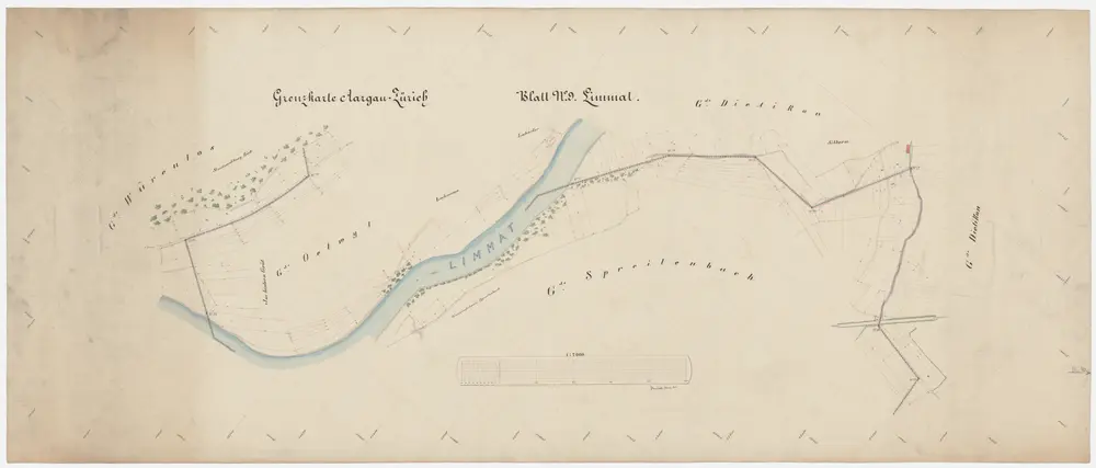 Grenze zwischen den Kantonen Zürich und Aargau bei der Limmat; Grundriss (Blatt 9)