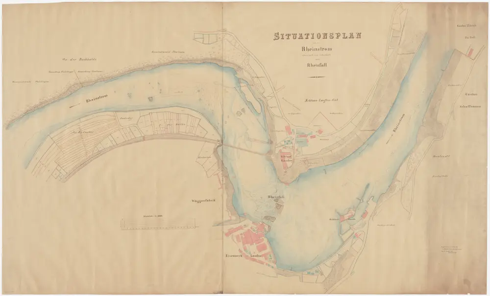 Flurlingen, Neuhausen SH, Laufen-Uhwiesen: Rhein von oberhalb des Rheinfalls bis zur Grenze zwischen den Kantonen Schaffhausen und Zürich bei Nohl; Situationsplan (Rhein-Gebiet Nr. 27 b)