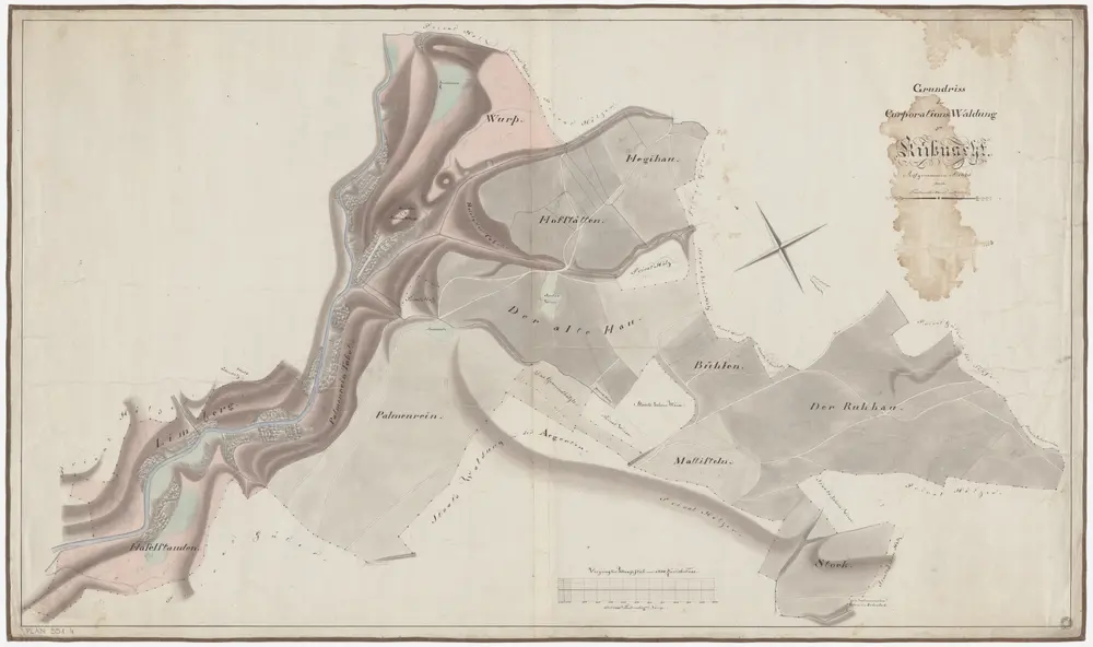 Küsnacht: Genossenschaftswaldung: Haselstuden (Haselstauden), Limberg, Palmenrain (Palmenrein), Wulpwis (Wurp), Hegihau, Hofstetten (Hofstätten), Rütihau (Der alte Hau), Palmenrain, Büelen (Bühlen), Mattistlen, Ruhau, Stock; Übersichtsplan