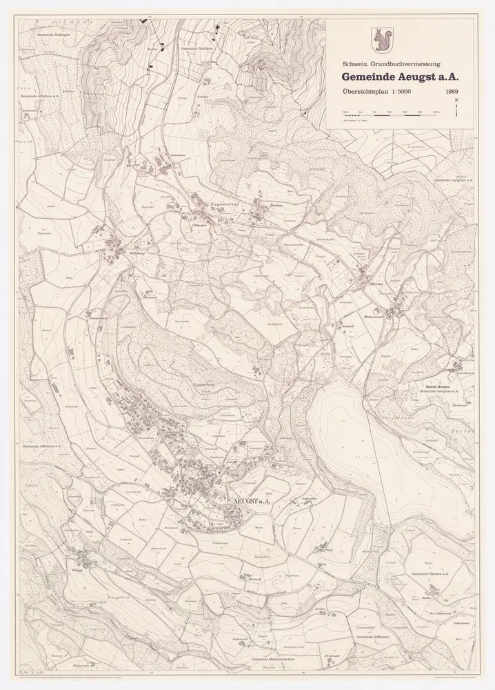 Aeugst am Albis: Gemeinde; Übersichtsplan (Schweizerische Grundbuchvermessung)
