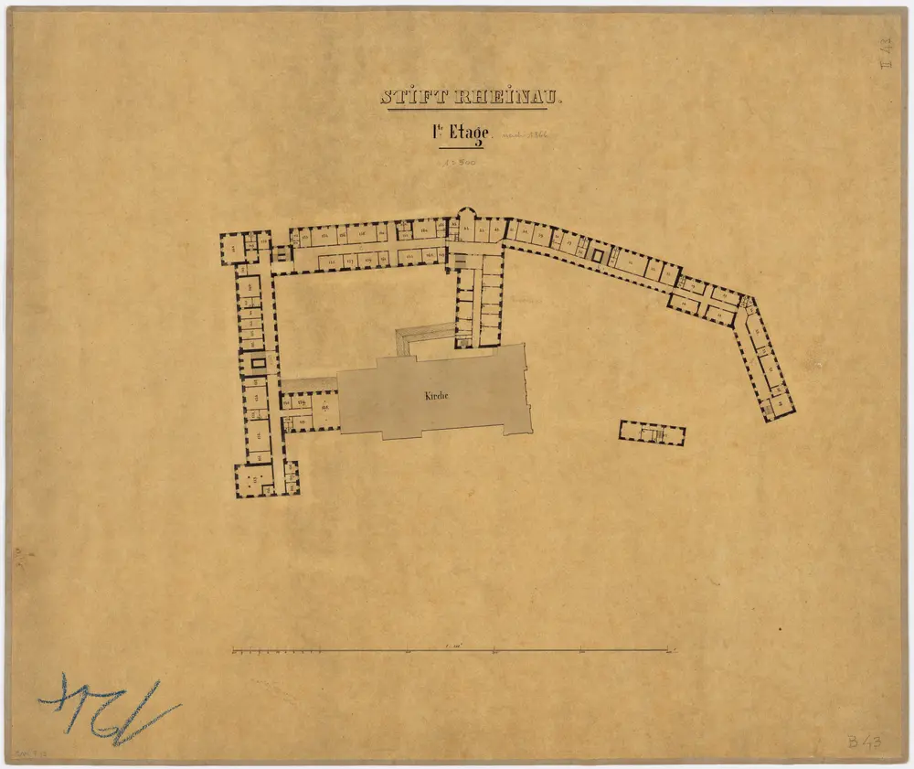 Pflegeanstalt Rheinau: 1. Stock; Grundriss