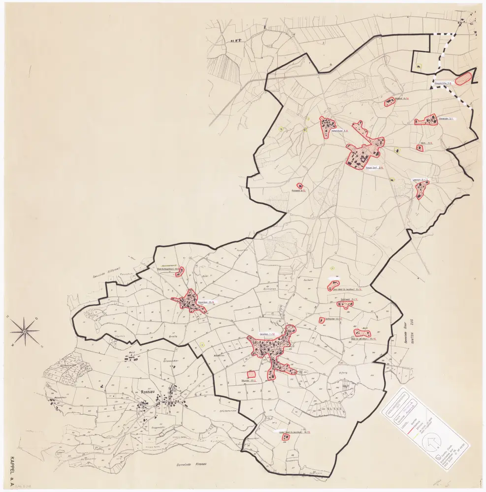 Kappel am Albis: Definition der Siedlungen für die eidgenössische Volkszählung am 01.12.1970; Siedlungskarte