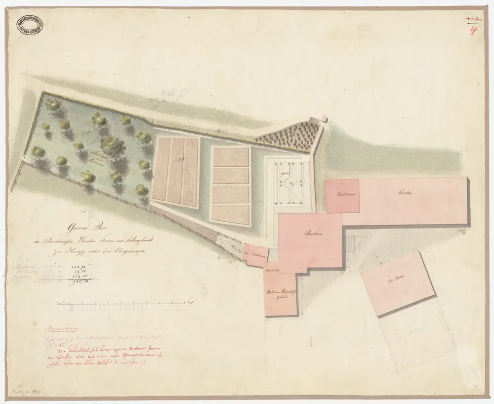 Höngg: Kirche, Pfarrhaus und Umgebung; Grundriss (Nr. 4)