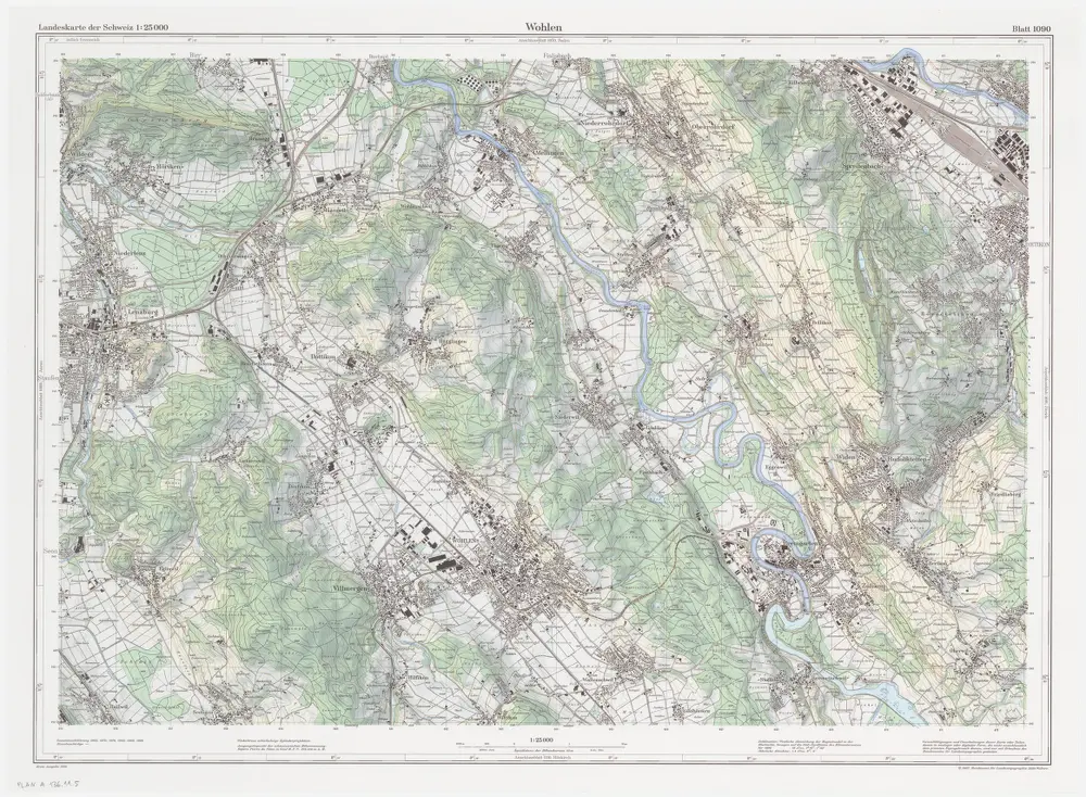 Landeskarte der Schweiz 1 : 25000: Den Kanton Zürich betreffende Blätter: Blatt 1090: Wohlen AG