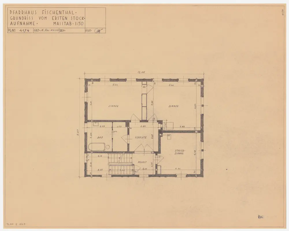 Fischenthal: Pfarrhaus, 1. Stock; Grundriss