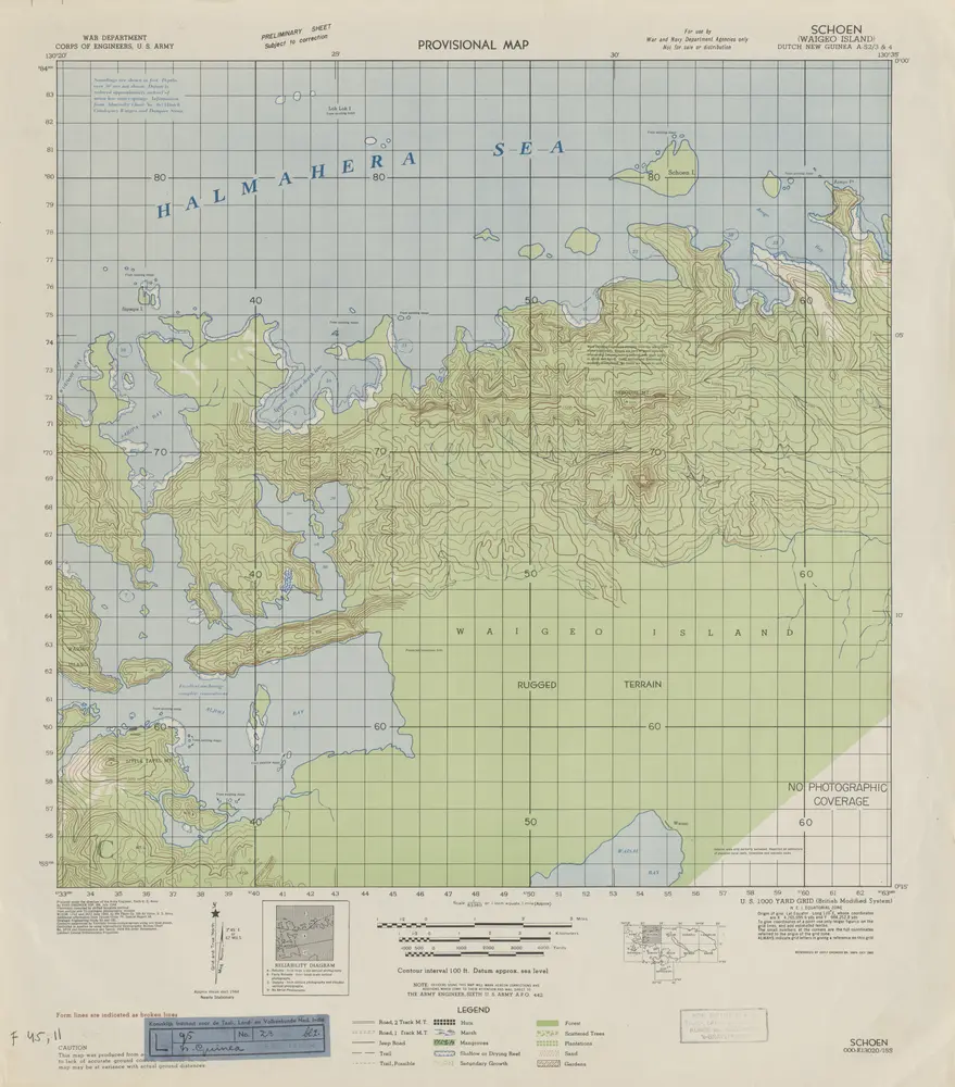 Schoen (Waigeo Island) / prepared under the direction of the Army Engineer Sixth U.S. Army, July 1944