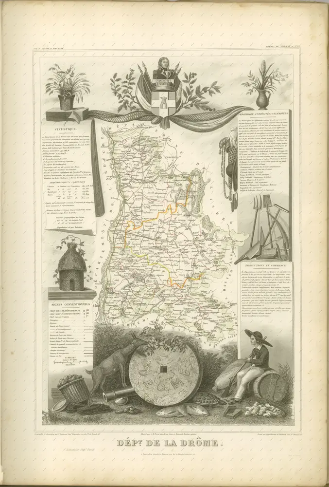 mapa z atlasu "Atlas National Illustré des 86 Départements et des Possessions de la France Divisé par Arrondissements, Cantons et Communes, avec le tracé de toutes les routes, chemins de fer et canaux"