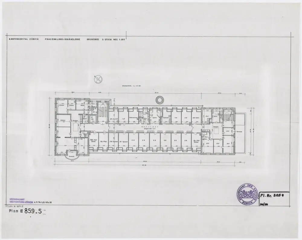 Zürich: Kantonsspital, Frauenklinik, Gynäkologische Abteilung; Grundrisse: 3. Stock