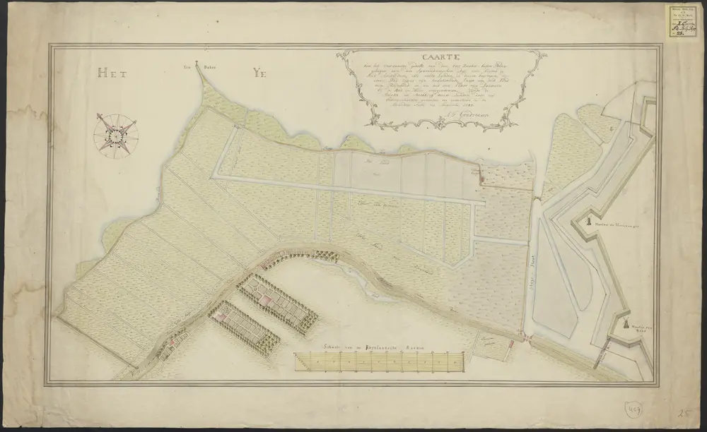 Caarte van het Oostwaartse gedeelte van den over Braker-buijten Polder, geleegen aan de Sparendamsche Dijk, eeven buyten de stad Amsterdam