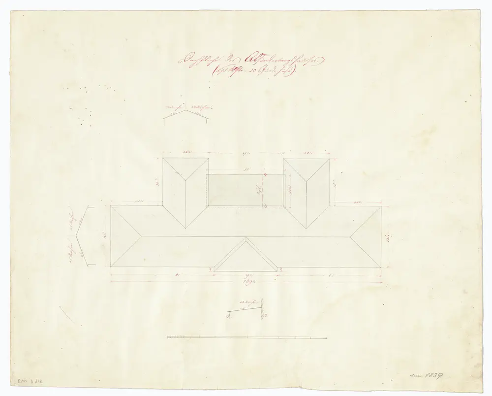 Kantonsspital Zürich, projektiertes Absonderungshaus, Oberstrass: Dachfläche; Draufsicht