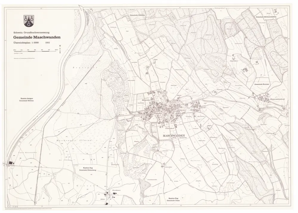 Maschwanden: Gemeinde; Übersichtsplan (Schweizerische Grundbuchvermessung)