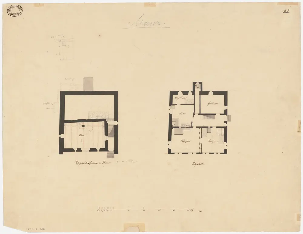 Maur: Pfarrhaus, Keller und Erdgeschoss; Grundrisse (Nr. 5)