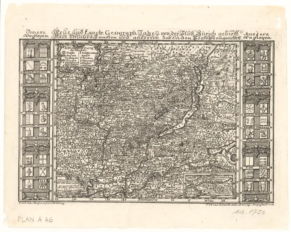 Neue und exakte geographische Tabelle der Gebiete der Stadt Zürich