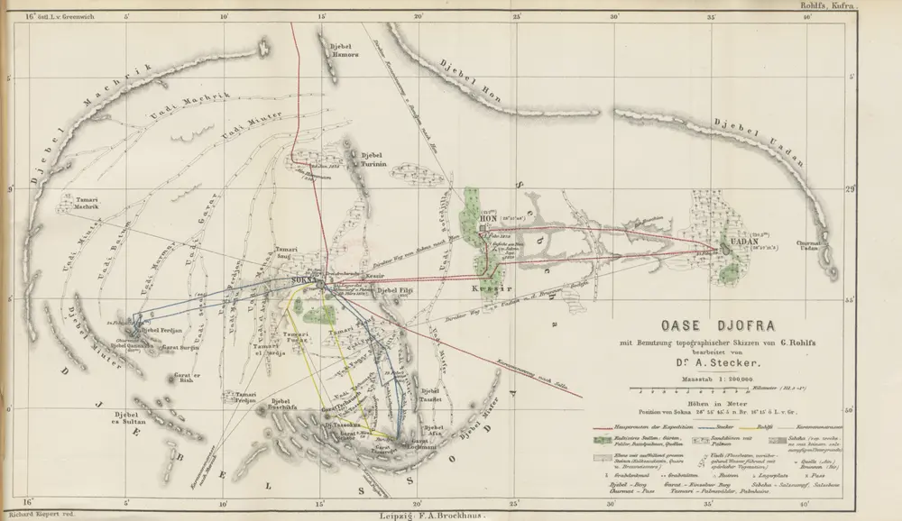 Kufra. Reise von Tripolis nach der Oase Kufra ... Nebst Beiträgen von P. Ascherson, J. Hann, F. Karsch, W. Peters, A. Stecker