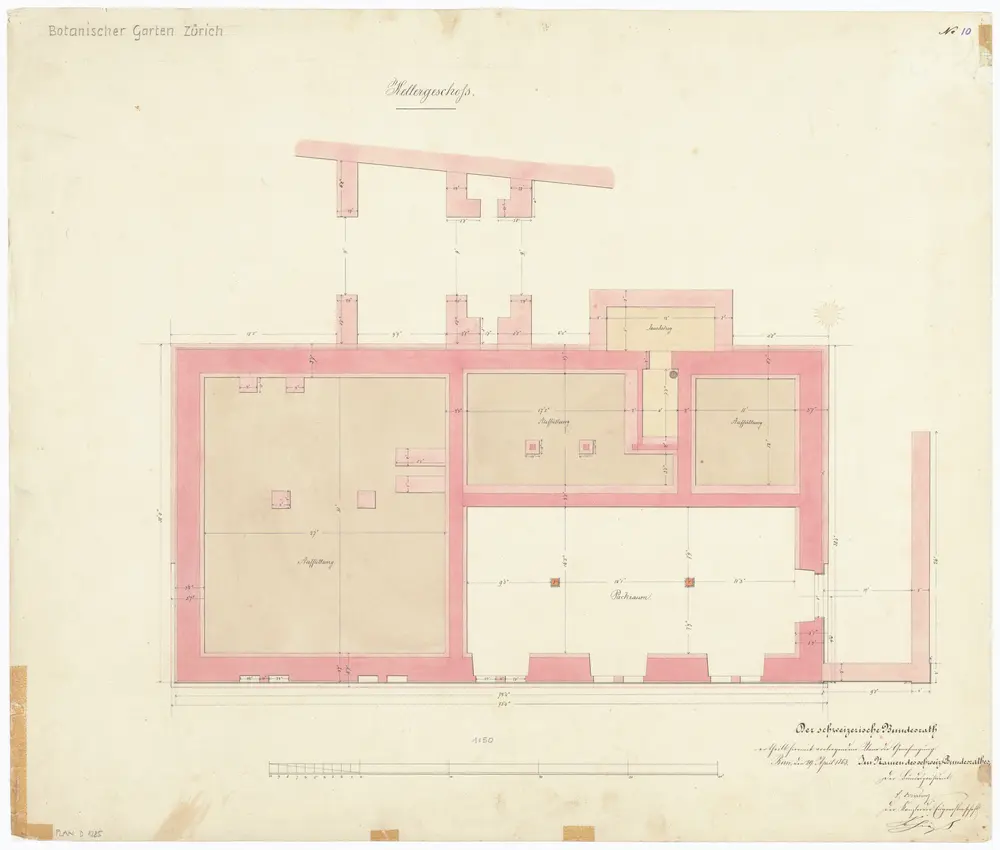 Botanischer Garten, projektiertes Gebäude: Kellergeschoss (Nr. 10)