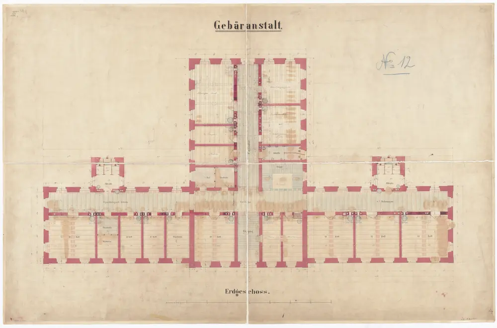 Gebäranstalt: Erdgeschoss; Grundriss