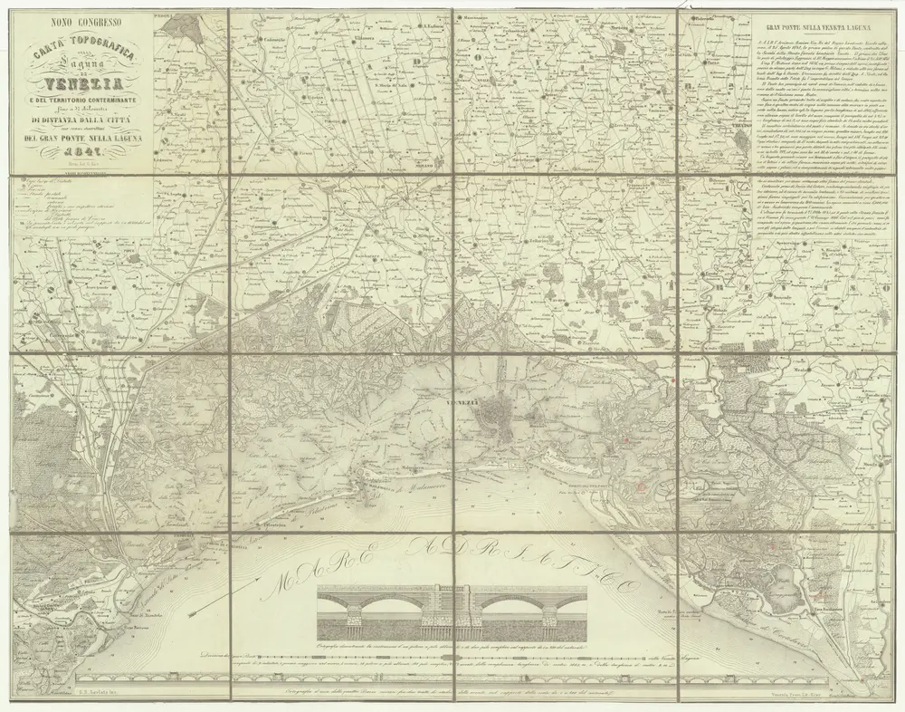 Nono congresso carta topografica della laguna di Venezia e del territorio conterminante fino a 37 chilometri di distanza dalla cittá con cenni descrittivi del gran ponte sulla laguna