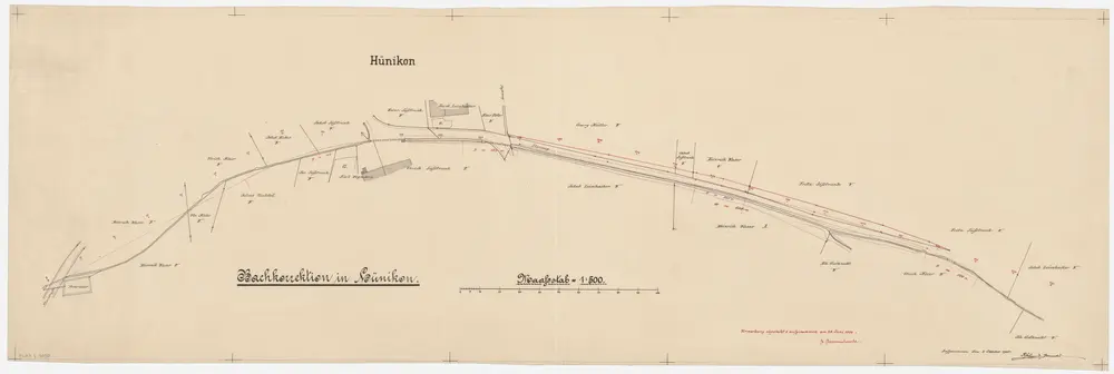 Neftenbach: Hünikon, Furtbachkorrektion; Situationsplan (Tösszuflüsse rechtes Ufer, Nr. 25)