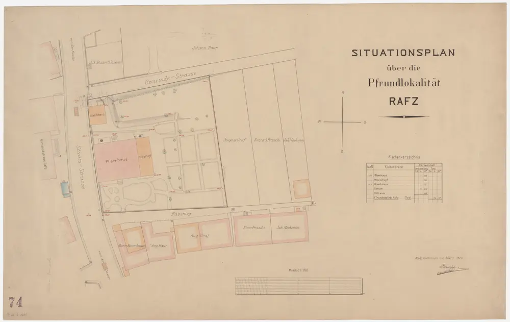 Rafz: Pfrundlokalität mit Pfarrhaus und Umgebung; Grundriss