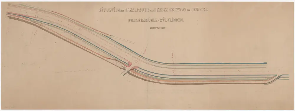 Wülflingen: Töss bei der Bodmermühle (später Wespimühle), Kanalbauten der Herren Schwarz und Beugger; Situationsplan (Töss-No. 138)