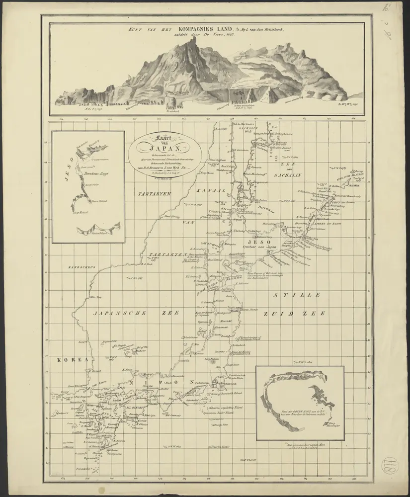 Kaart van Japan : behoorende tot de, door het Provinciaal Utrechtsch Genootschap bekroonde Verhandeling van R.G. Bennet en J. van Wyk Rz.