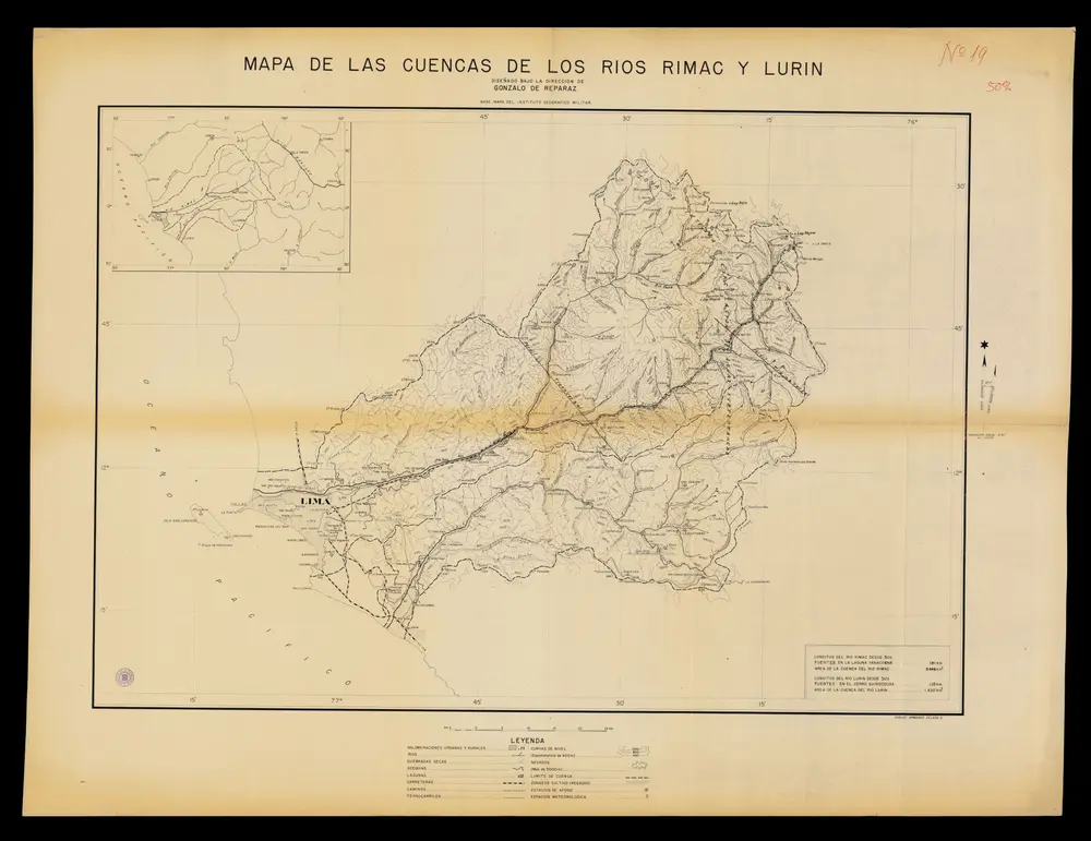 Mapa de las cuencas de los rios Rimac y Lurin