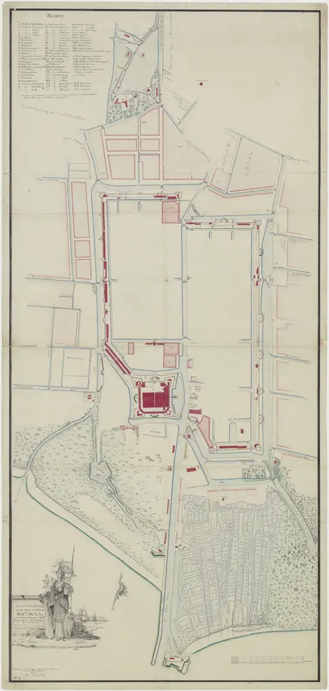 Plattegrond van het kasteel en de stad Batavia