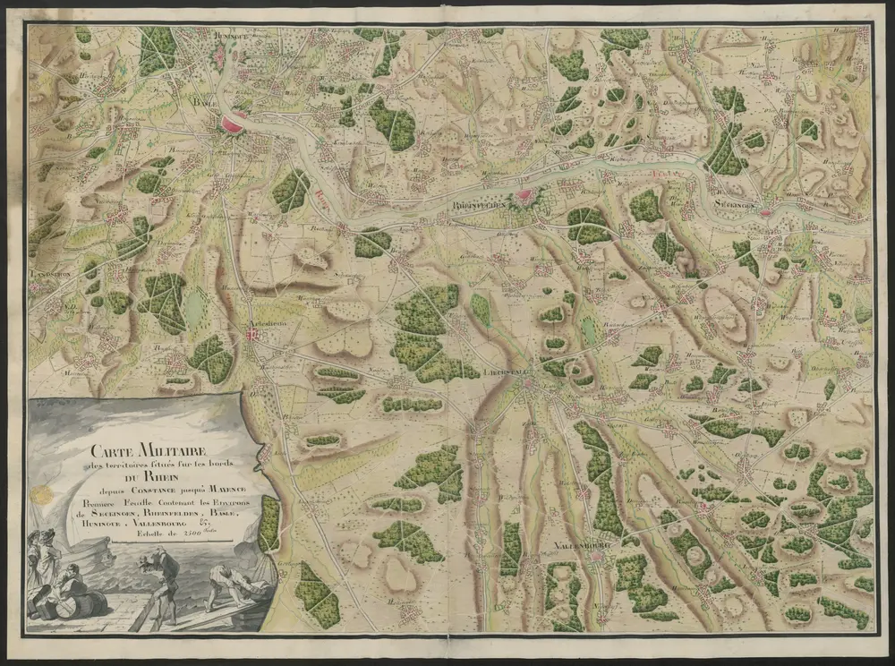 CARTE MILITAIRE des territoires situés sur les bords DU RHEIN depuis CONSTANCE jusqu'a MAYENCE