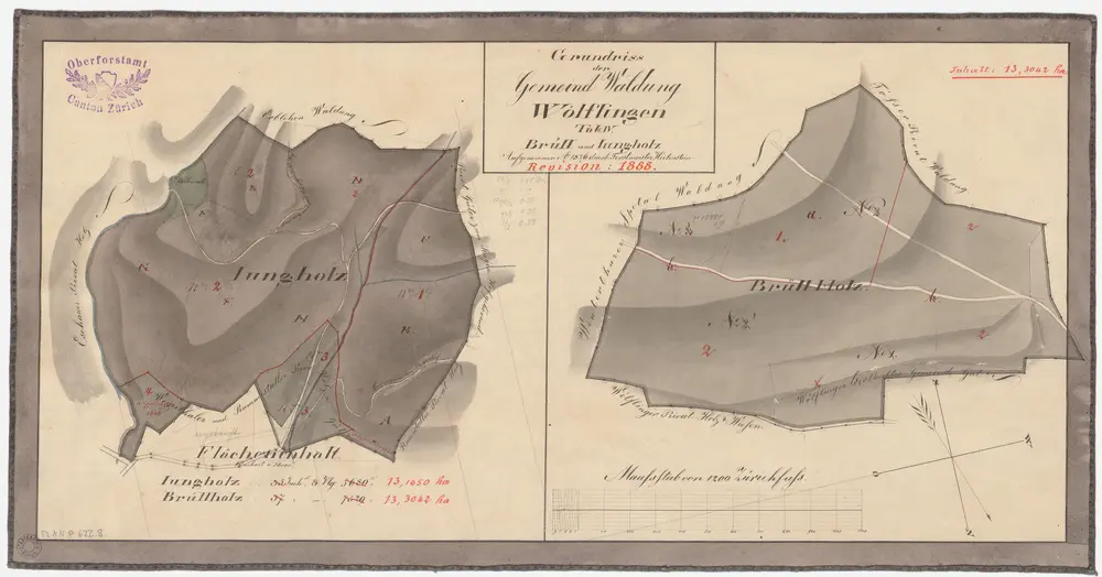 Wülflingen: Gemeinde- und Kirchgemeindewaldungen: Gemeindewaldungen Jungholz, Brüel (Brüllholz); Grundrisse (Tab. IV)