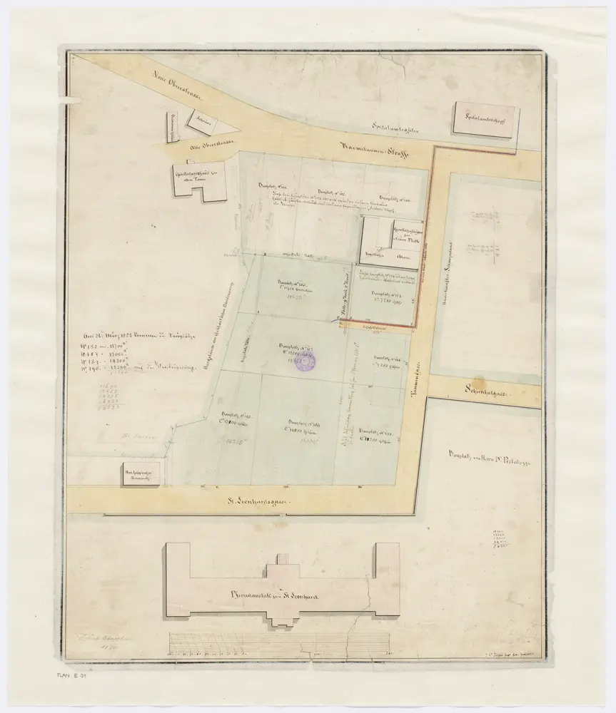 Oberstrass: Bauplätze zwischen Leonhardsgasse und Rämistrasse; Grundrisse