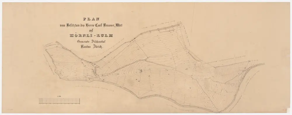 Fischenthal: Hörnli Kulm, Besitztum von Emil Brunner, Wirt; Situationsplan