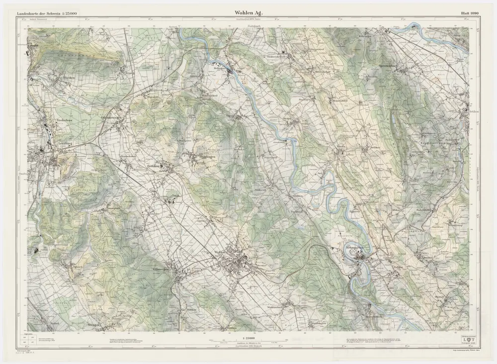 Landeskarte der Schweiz 1 : 25000: Den Kanton Zürich betreffende Blätter: Blatt 1090: Wohlen AG