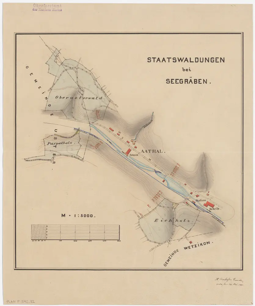 Uster, Seegräben: Staatswaldungen: Seegräben, Uster: Eichholz, Purpel, Oberustermerwald, Aathalrain; Grundriss