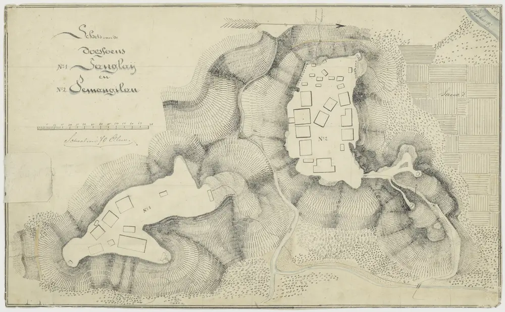 "Schets van de doessoens no 1 Tanglay en no 2 Semangilan."