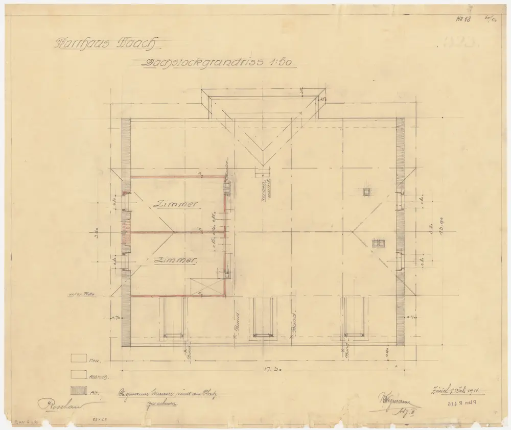 Flaach: Pfarrhaus, Dachgeschoss; Grundriss (Nr. 18)