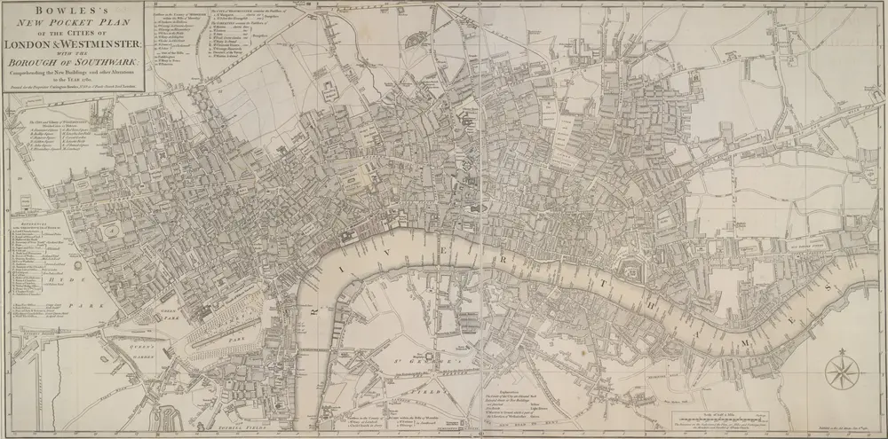 BOWLES'S NEW POCKET PLAN OF THE CITIES OF LONDON &amp; WESTMINSTER; WITH THE BOROUGH OF SOUTHWARK: Comprehending the New Buildings and other Alterations to the Year 1780