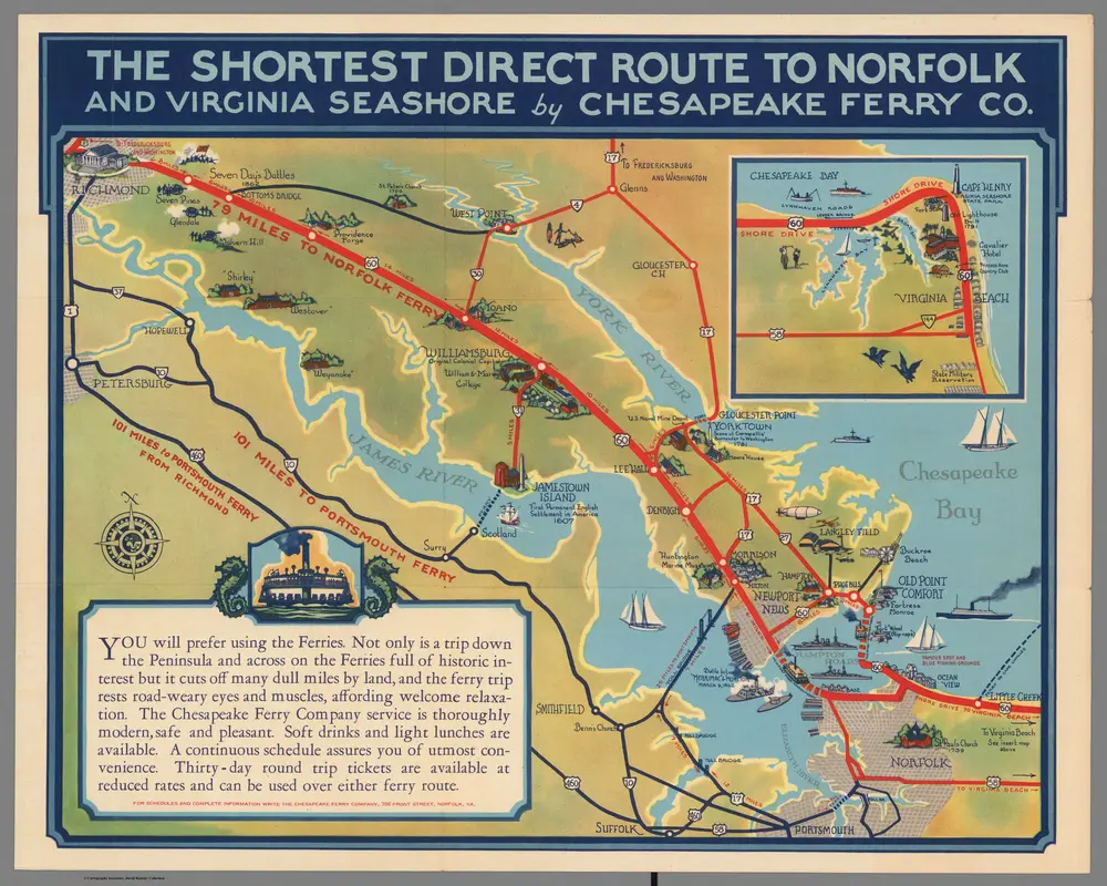 The shortest direct route to Norfolk and Virginia seashore