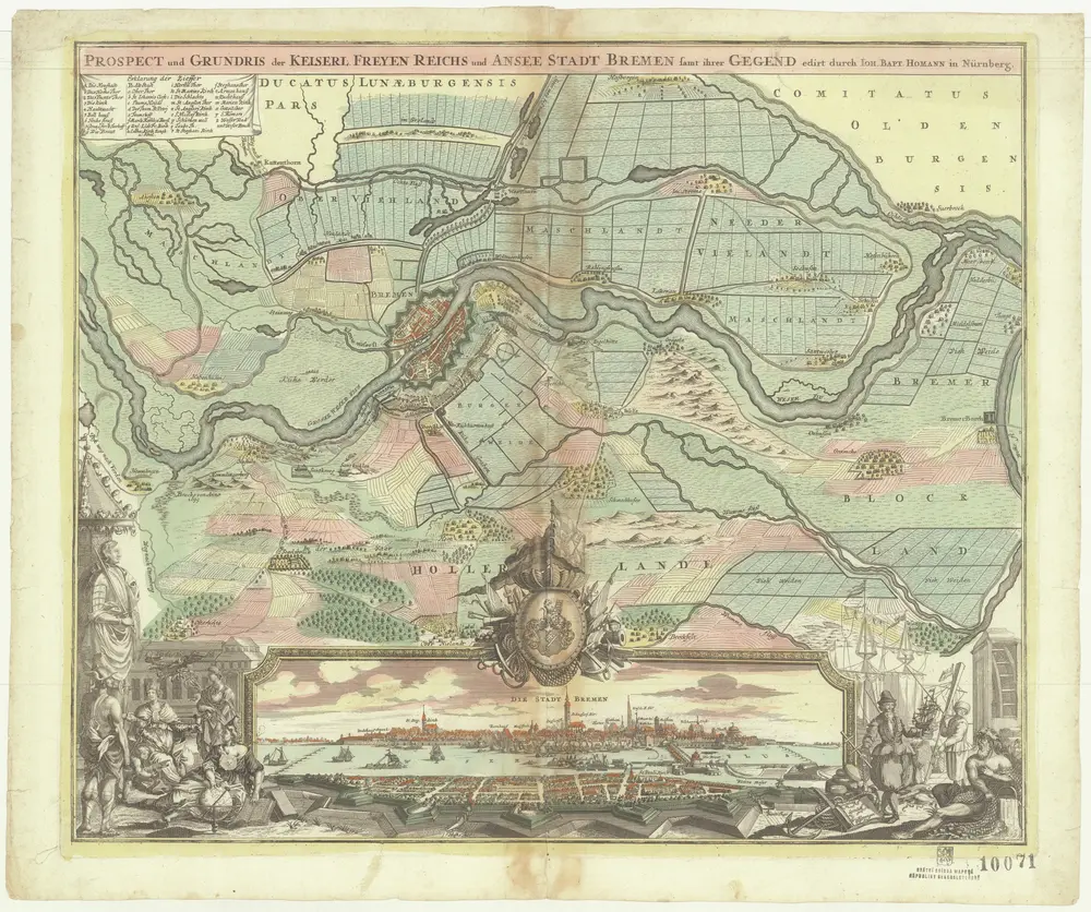 Prospect und Grundris der keiserl. freyen Reichs und Ansee Stadt Bremen samt ihrer Gegend