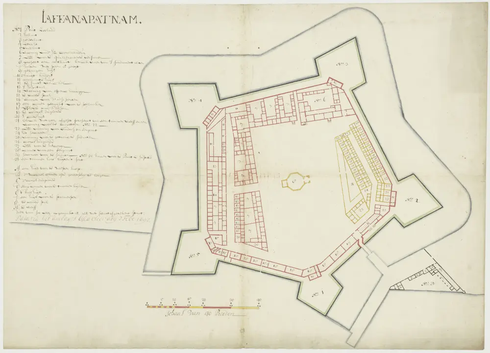 Plattegrond van het fort te Jaffanapatnam