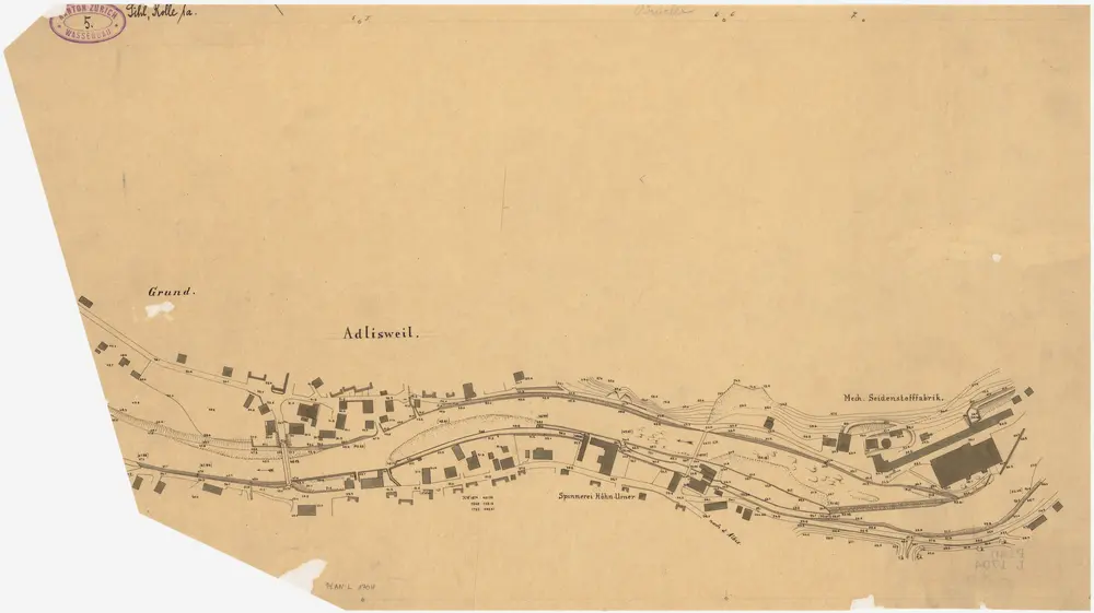 Adliswil: Sihl von der Seidenweberei bis zur gedeckten Brücke; Situationsplan
