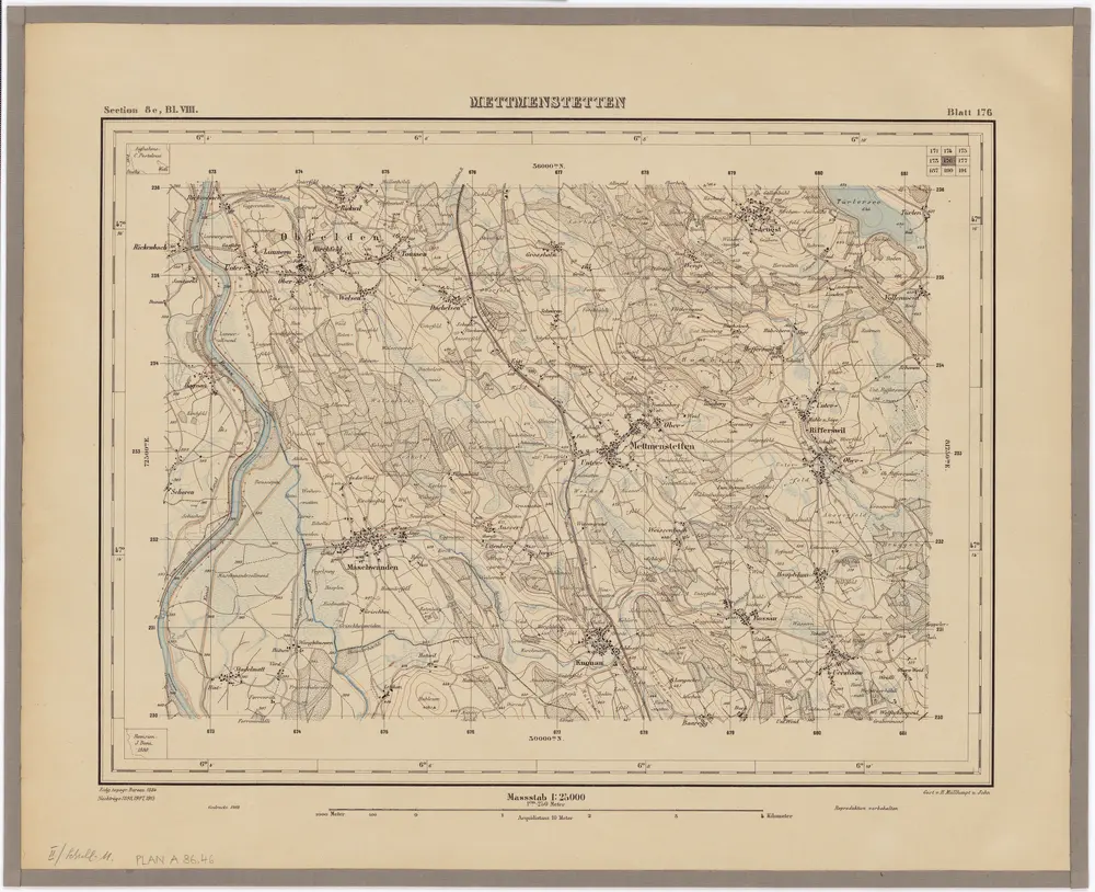 Topographischer Atlas der Schweiz (Siegfried-Karte): Den Kanton Zürich betreffende Blätter: Blatt 176: Mettmenstetten