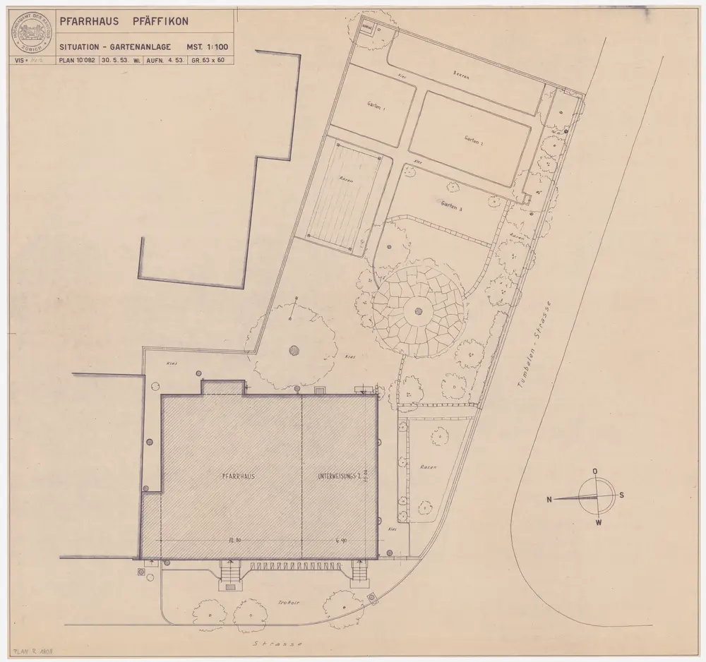 Pfäffikon: Pfarrhaus mit Gartenanlage; Grundriss