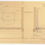 Universität Zürich (Chemisches Institut) und Kantonsschule Zürich, Neubau Rämistrasse 76: Abteilung Hochschule, pneumatische Wannen: Bewegliche pneumatische Wanne für Raum Nr. 52; Draufsicht und Schnitte