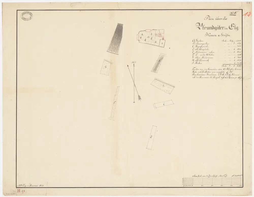 Elgg: Pfrundgüter beim Pfarrhaus sowie Seegaspünte, Mühlenpünte, Niederwiese, In der kleinen Seiten, Mühlenwiesli und Reben; Grundrisse (Nr. 12)